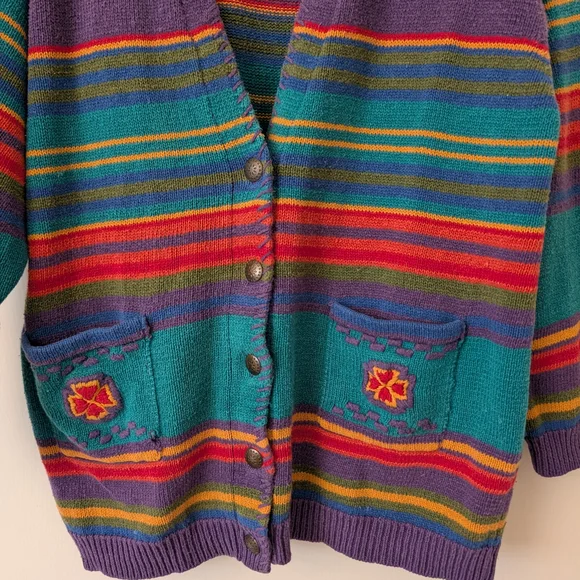 Vintage Napa Valley Womens Large Striped Cardigan Academia Eclectic Grandma - Picture 2 of 6